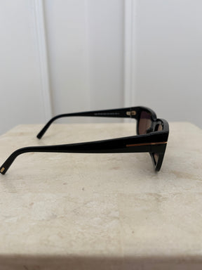 Tom Ford Black Rectangular Acetate Ezra Sunglasses