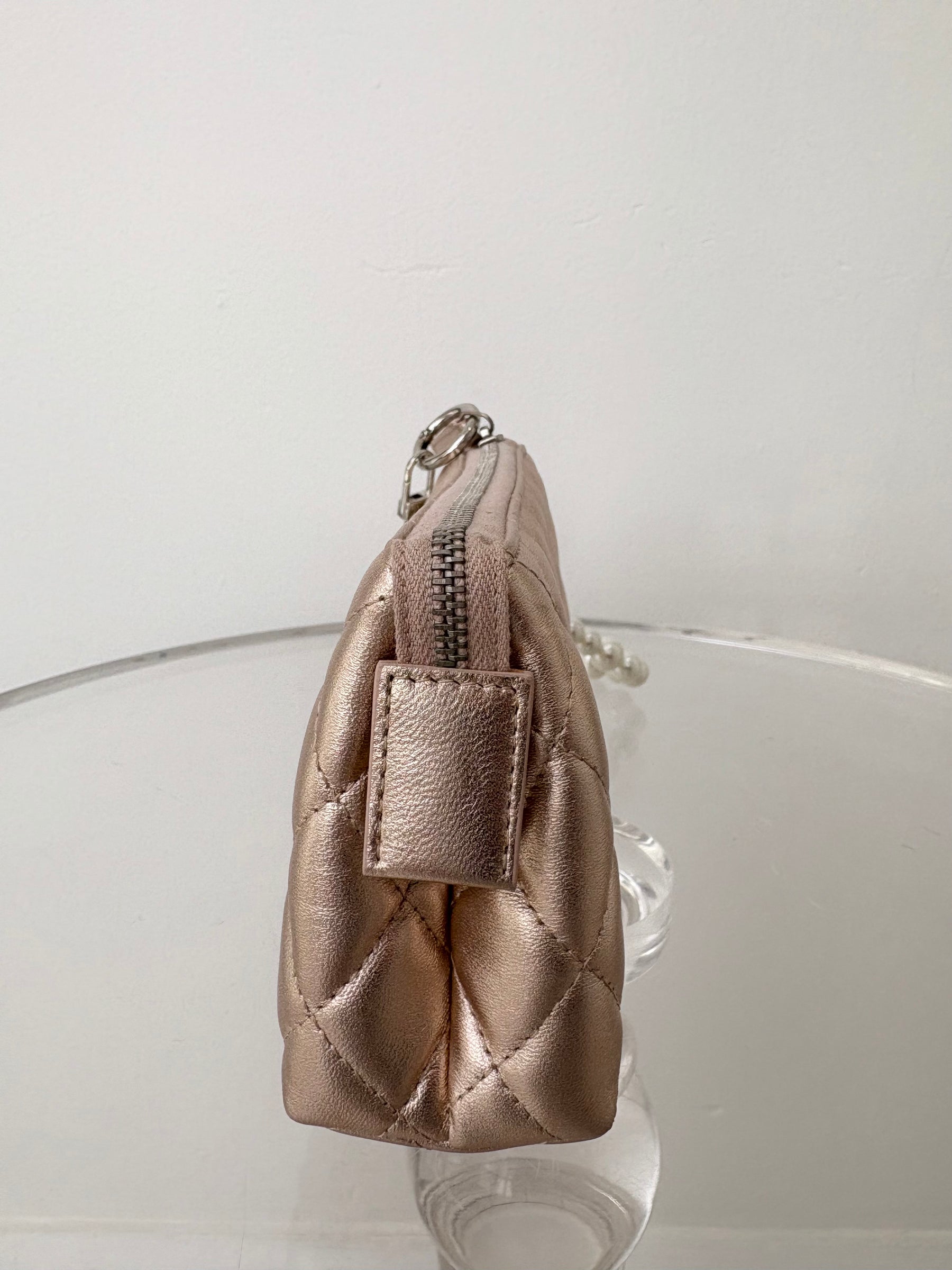 Chanel Rose Gold Leather Cosmetic Pouch