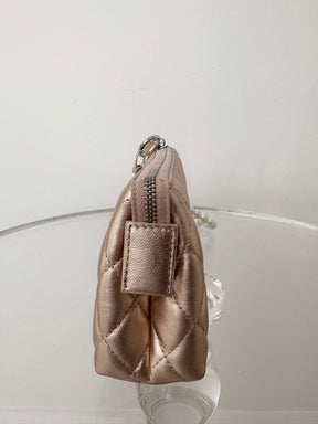Chanel Rose Gold Leather Cosmetic Pouch