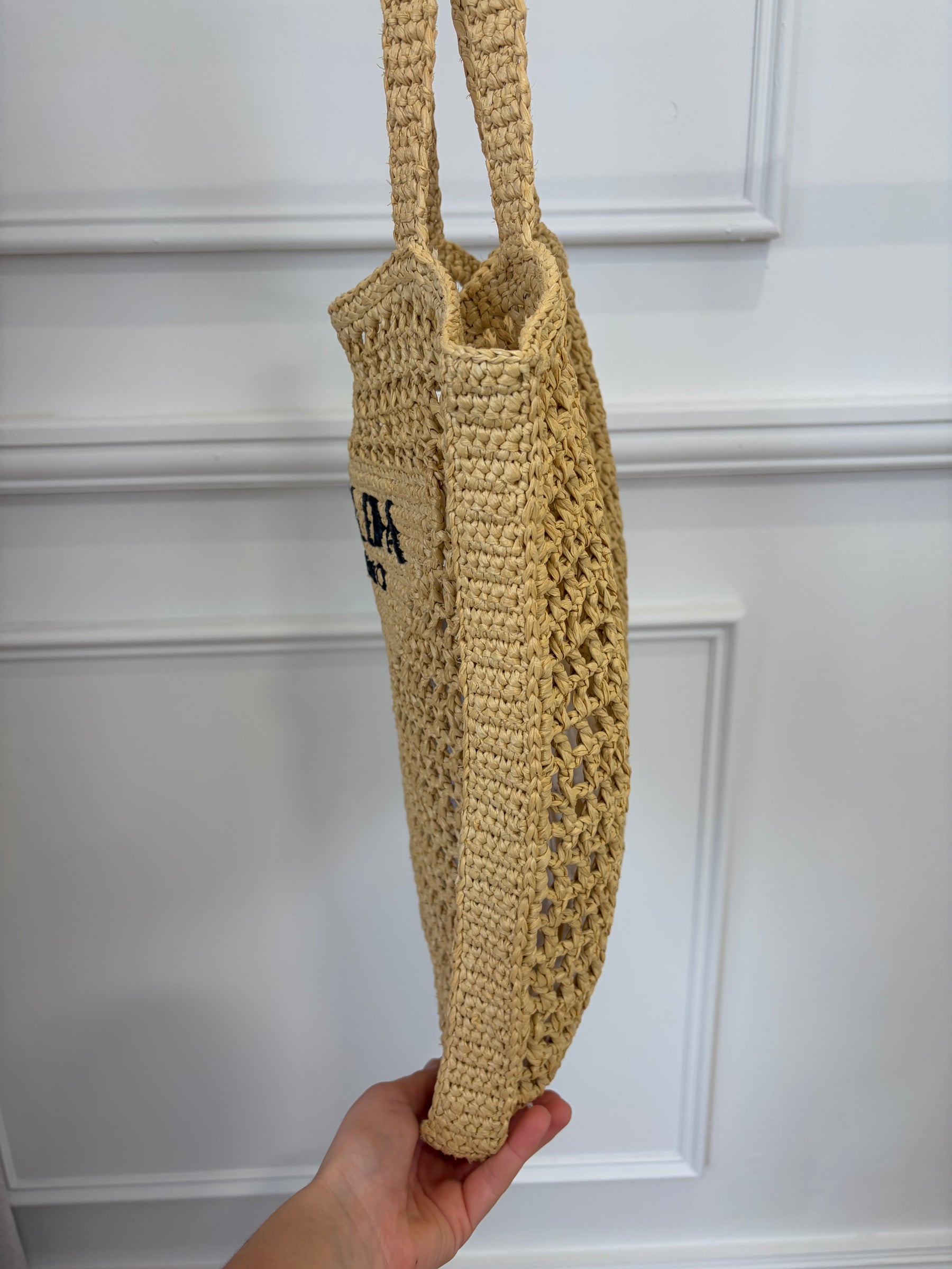 Prada Raffia Logo Tote