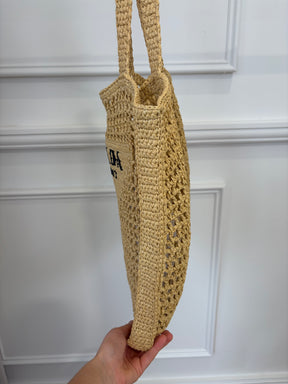 Prada Raffia Logo Tote