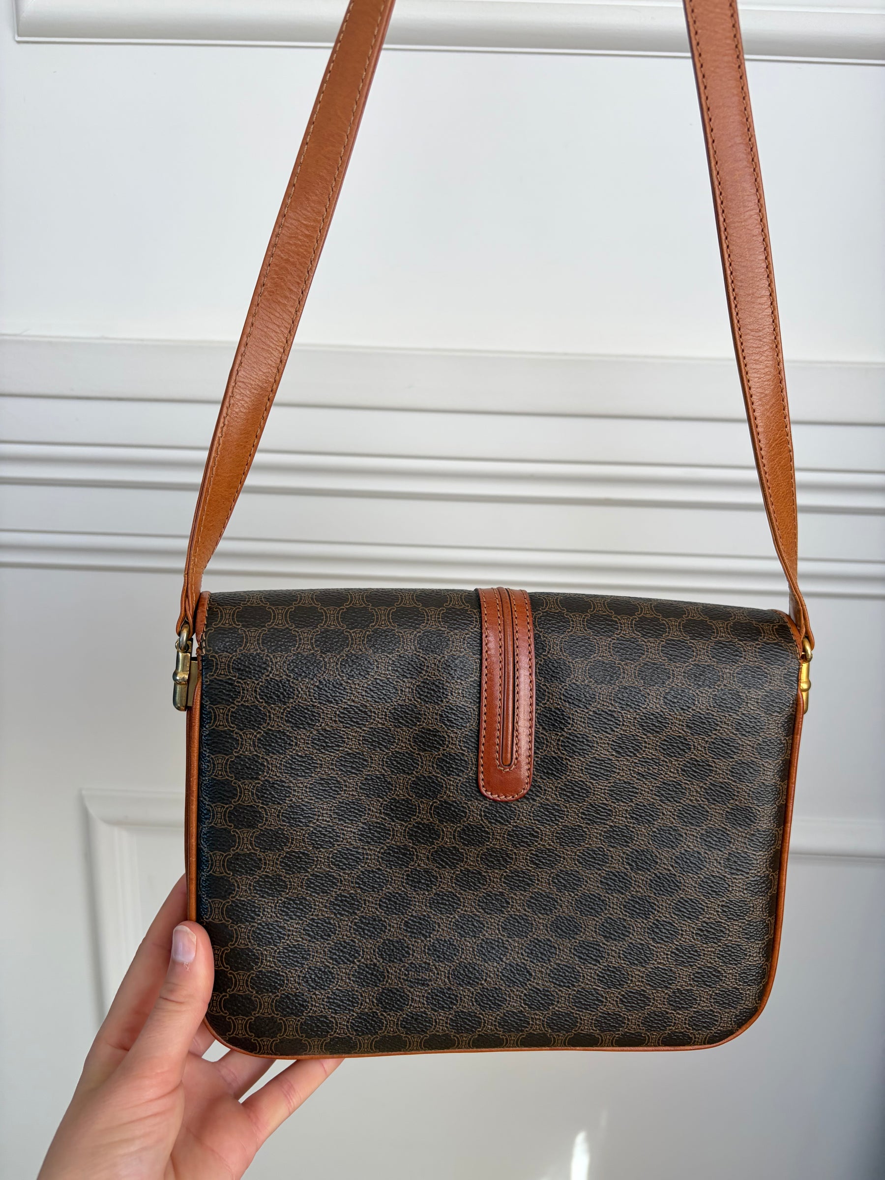 Celine Vintage Macadam Canvas Shoulder Bag