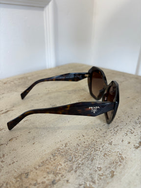 Prada Tortoiseshell Hexagonal Oversized Sunglasses