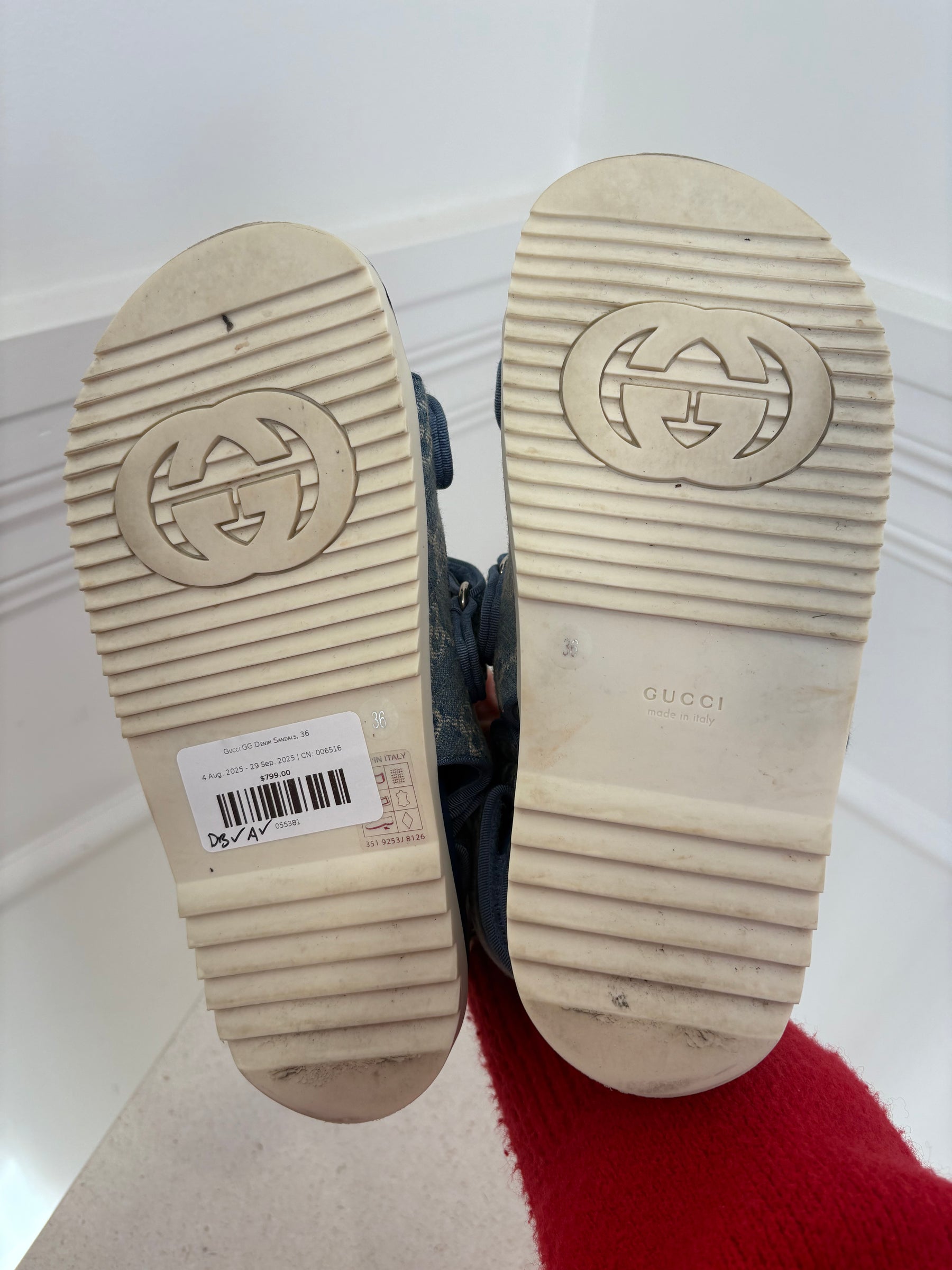 Gucci GG Denim Sandals, 36