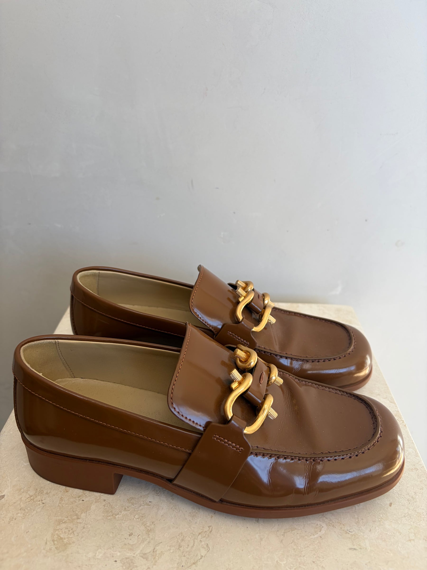 Bottega Veneta Tan Smooth Leather Madame Loafer, 37