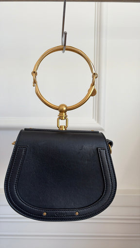 Chloé Black Leather and Suede Nile Bracelet Bag