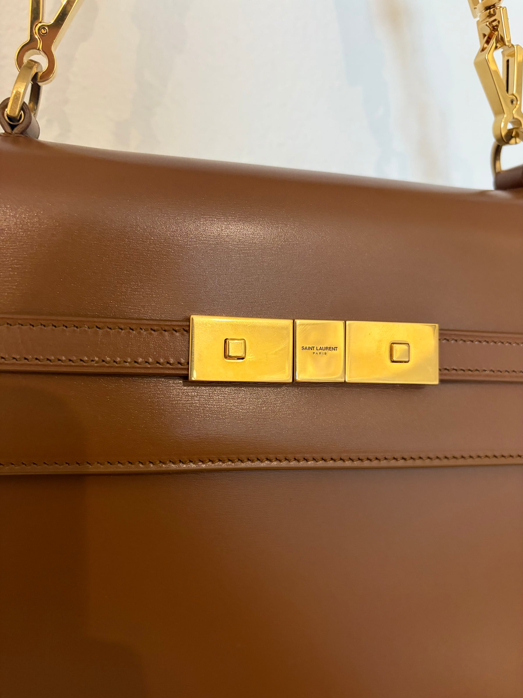 Saint Laurent Tan Leather Manhattan Top Handle Bag