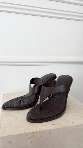 Aje Eternal Sculptural Heel Sandal Brown, 37