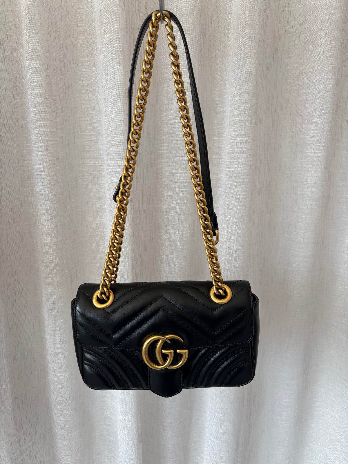Gucci Black Quilted Leather Marmont Small Shoulder Bag