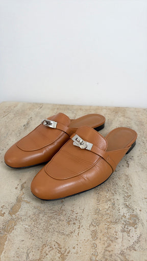 Hermès Tan Leather Oz Mules Silver HW, 40
