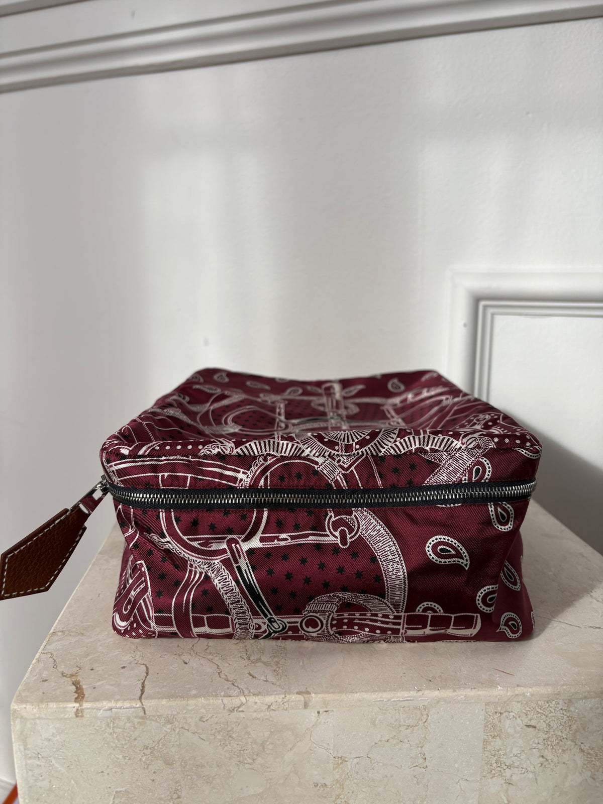 Hermès Silk Travel Cube Bordeaux