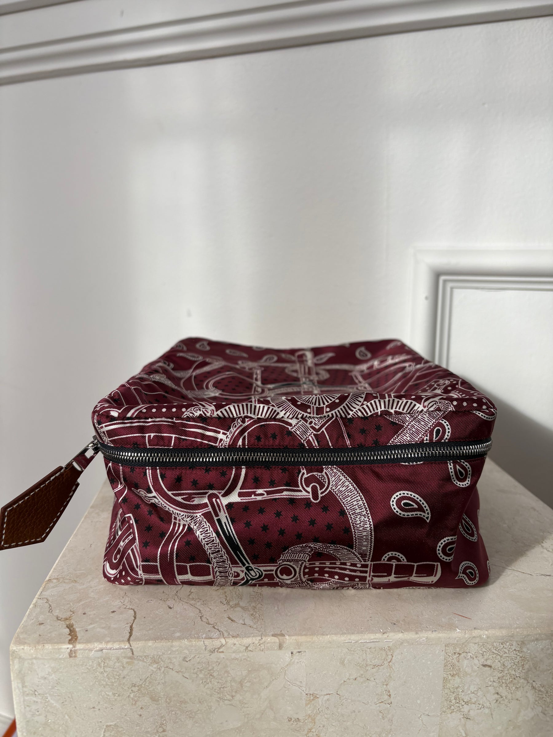 Hermès Silk Travel Cube Bordeaux