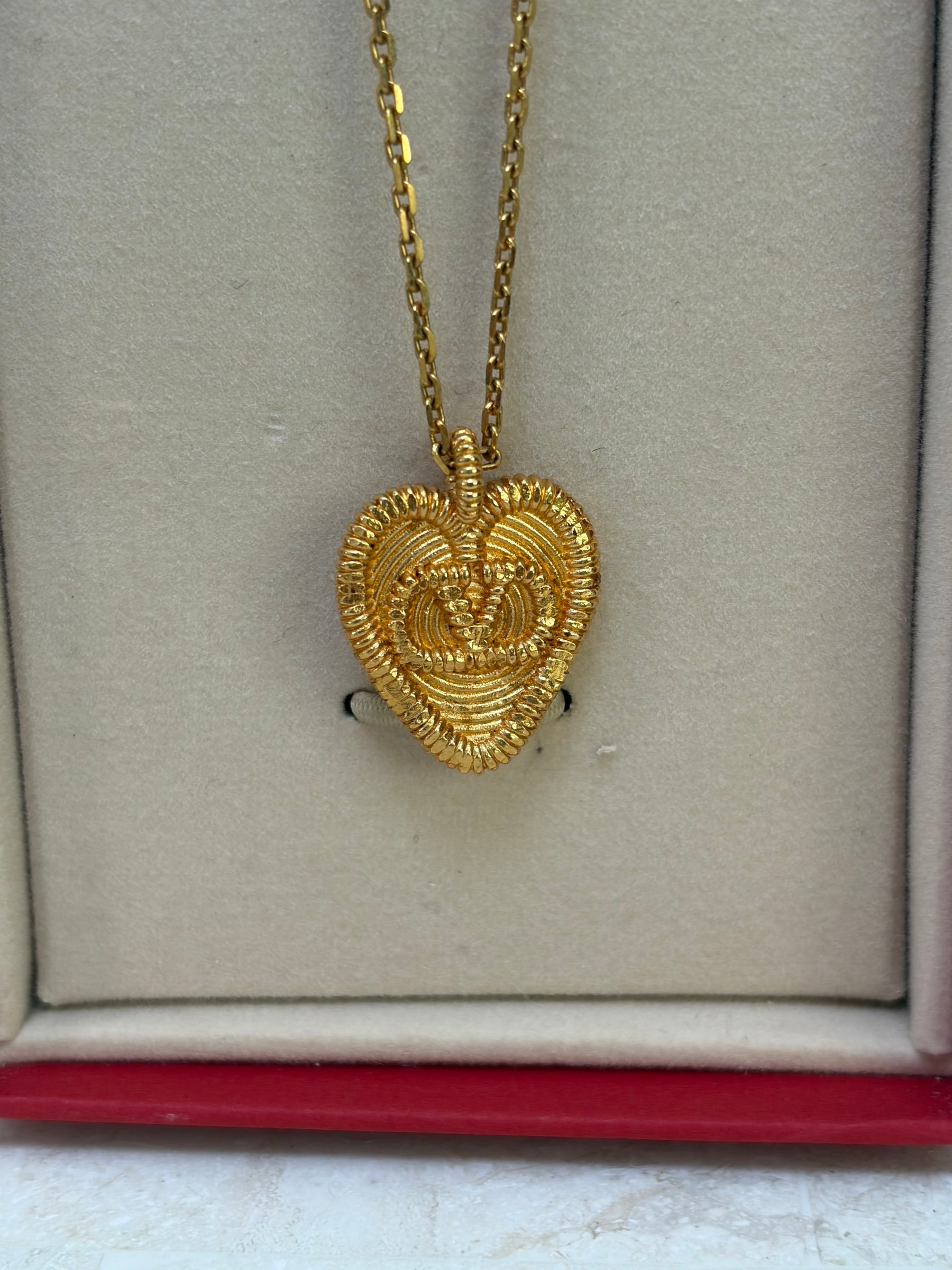 Valentino Garavani Gold Tone Heart Logo Necklace