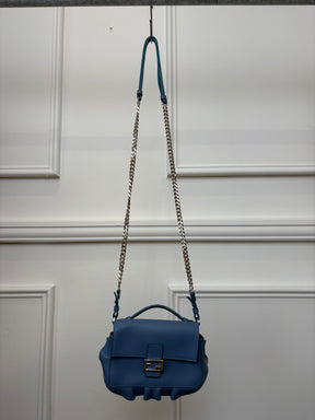 Fendi Blue and Burgundy Leather Double Sided Wave Baguette