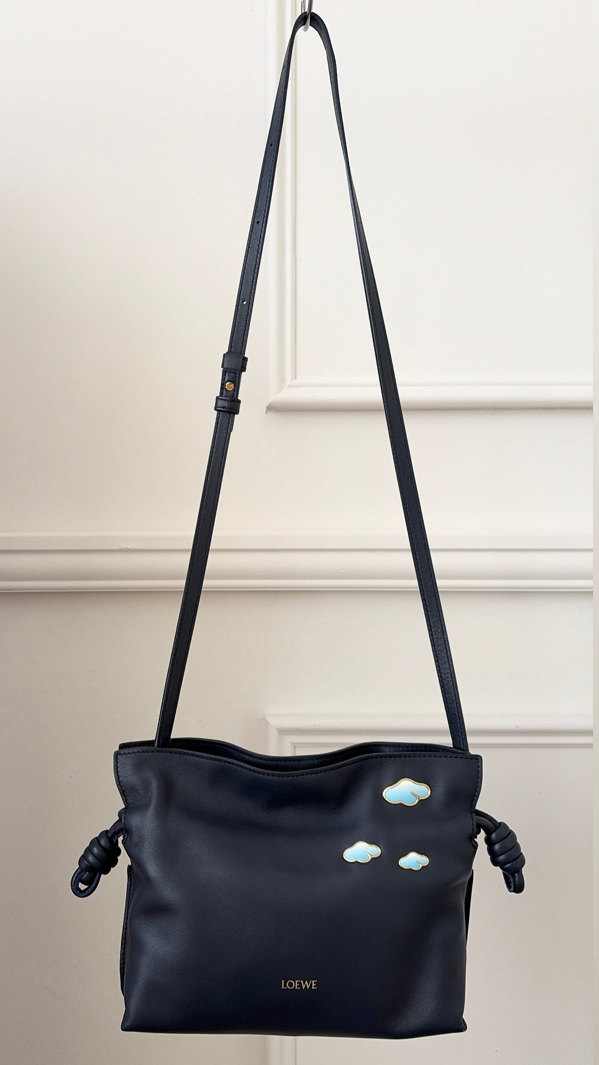 Loewe Navy Leather Lunar NY Mini Flamenco Pouch