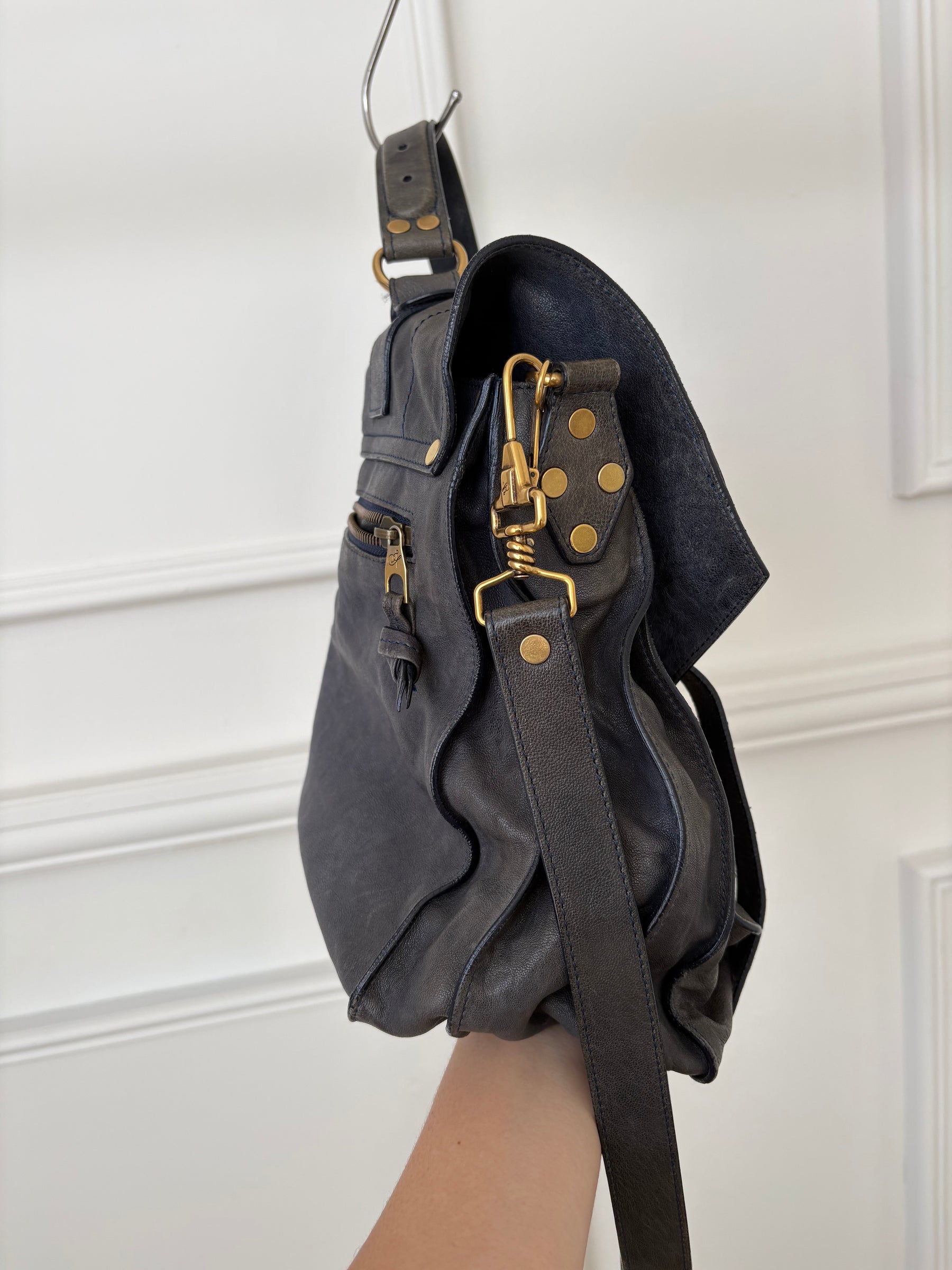 Proenza PS1 Leather Satchel Bag In Carbon