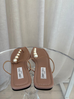 Jimmy Choo Alaina Flats With Pearl Detail Ballet Pink, 39.5