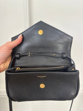 Saint Laurent Black Leather Envelope Crossbody bag