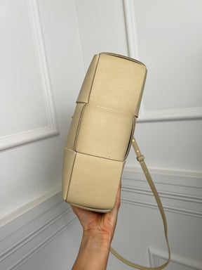 Bottega Veneta Mini Arco Tote Intraccio Leather With Detatchable Strap Beige