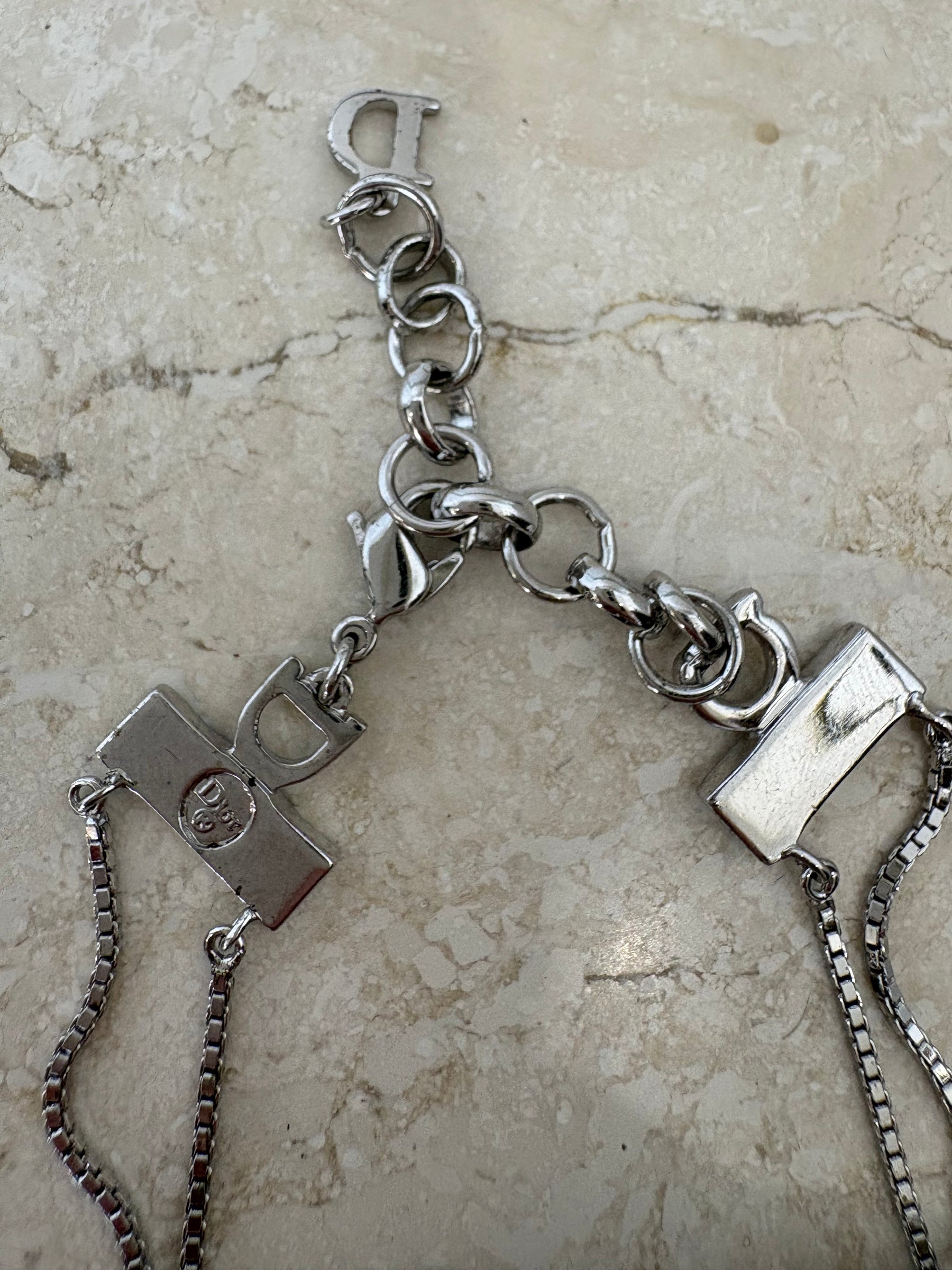 Dior Blue and Silver Oblique Logo Bracelet