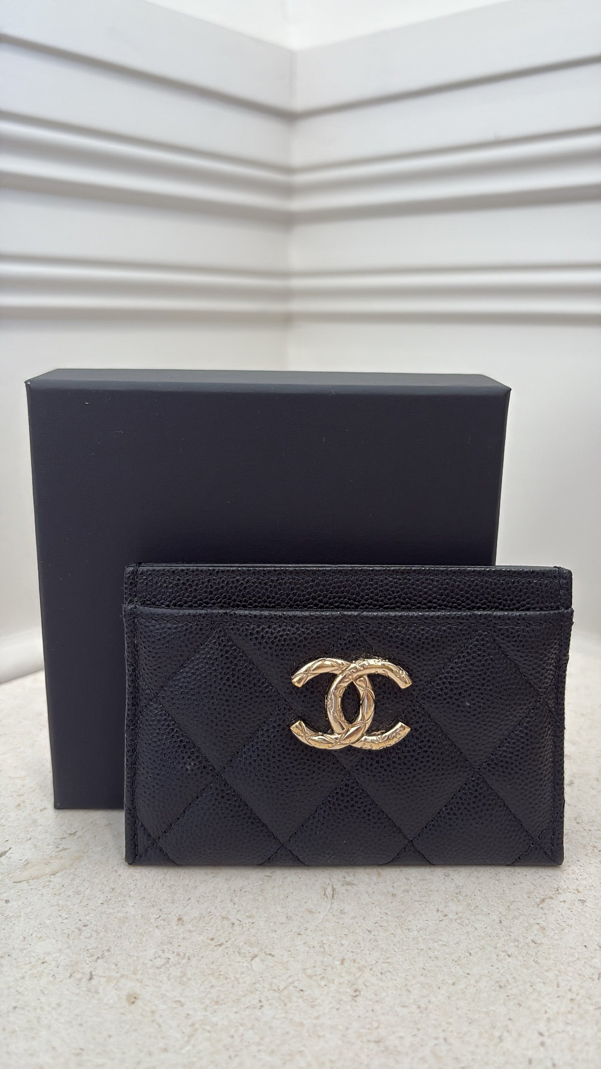Chanel Black Caviar Leather Logo Cardholder