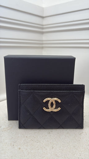 Chanel Black Caviar Leather Logo Cardholder