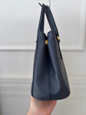Prada Navy Saffiano Leather Galleria Small Tote