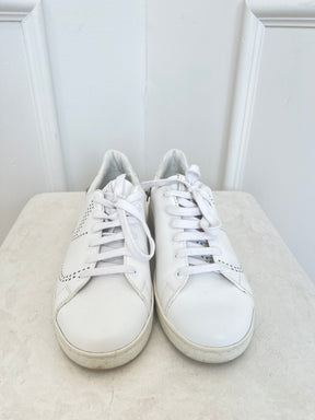 Valentino Garavani White Perforated Leather Sneakers, 40.5