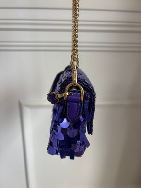 Fendi Purple Sequined Mini Baguette