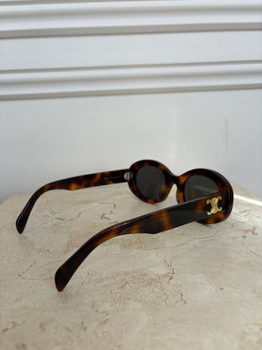 Celine Tortoiseshell Oval Triomphe Sunglasses