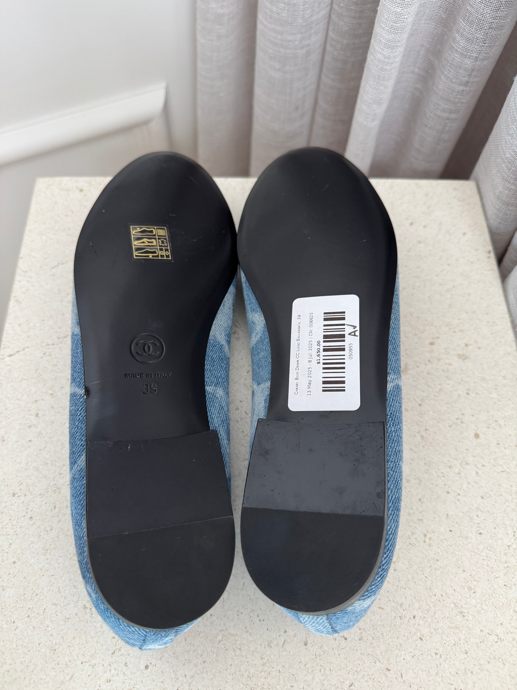 Chanel Blue Denim CC Logo Ballerina's, 39