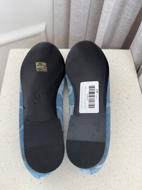 Chanel Blue Denim CC Logo Ballerina's, 39
