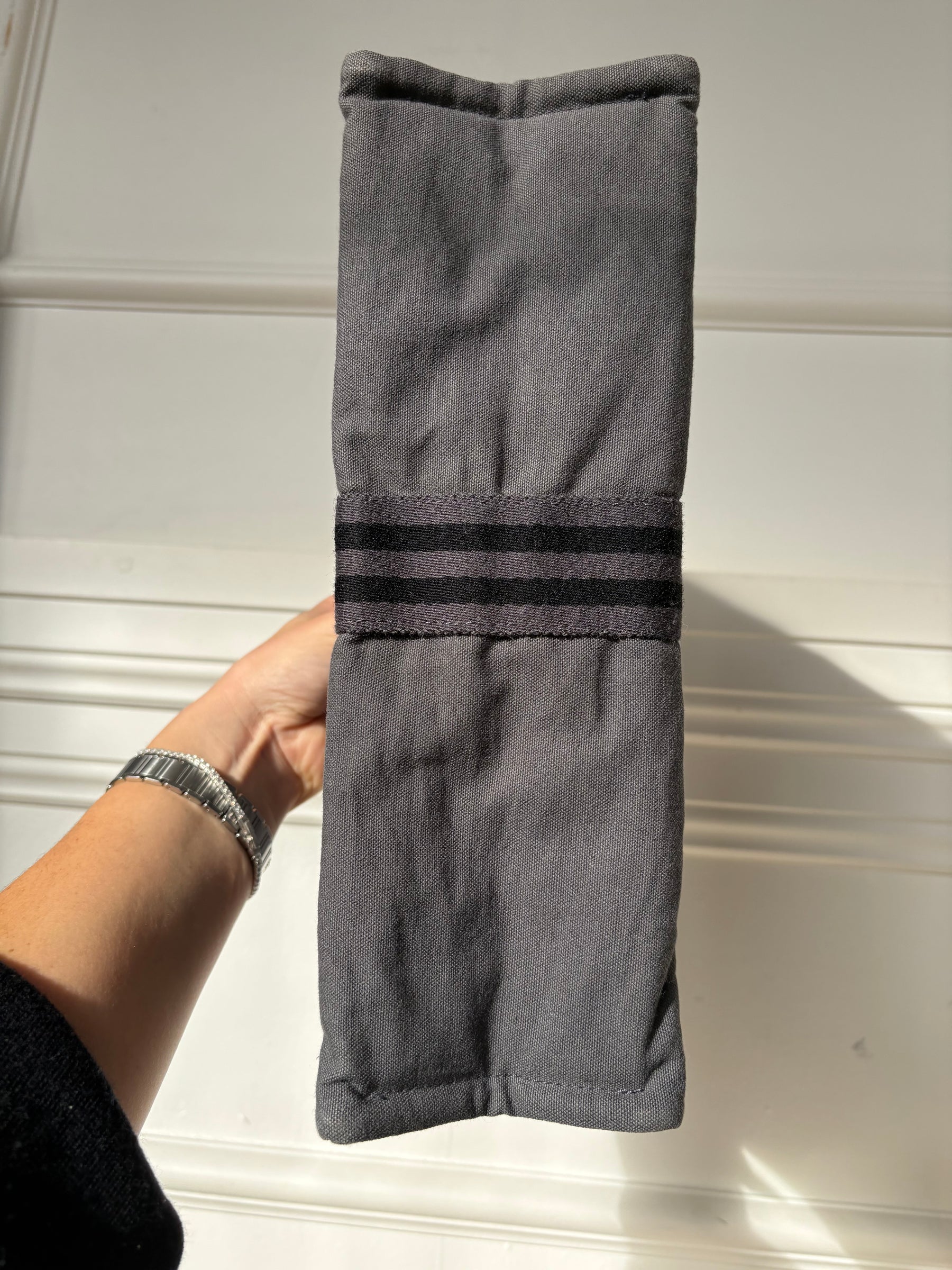 Hermes Grey  Toiletry  Cotton Zip Pouch Stripe Detail