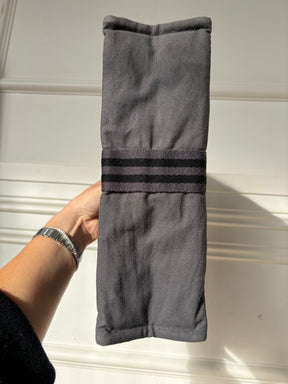 Hermes Grey  Toiletry  Cotton Zip Pouch Stripe Detail