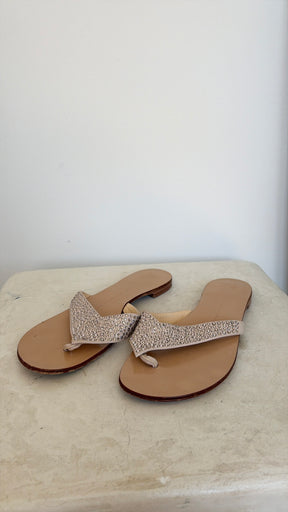 Giuseppe Zanotti Beige Crystal Thong, 40