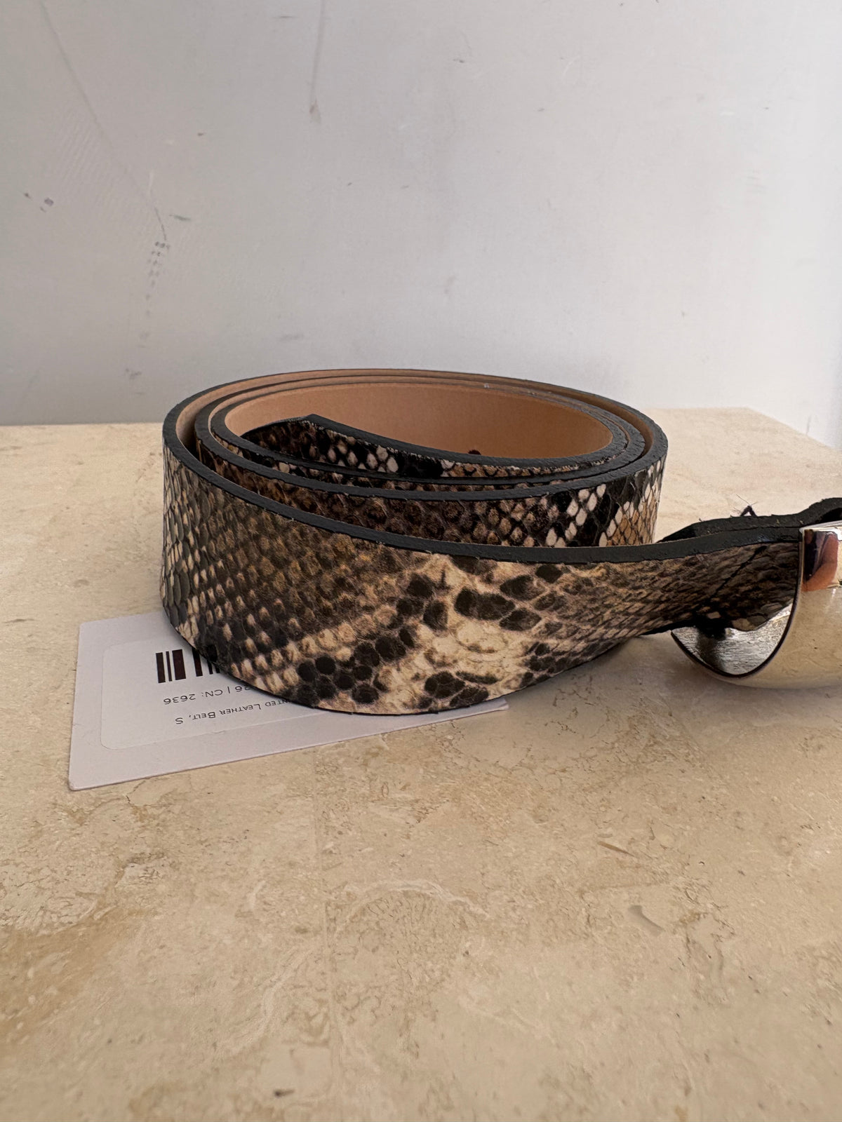 L'Agence Python Printed Leather Belt, S