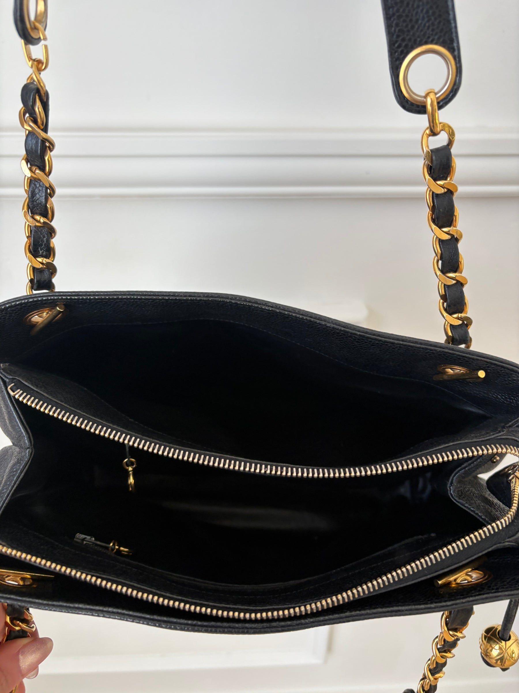 Chanel Vintage Coco Mark Chain Tote Bag Black
