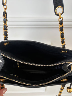 Chanel Vintage Coco Mark Chain Tote Bag Black