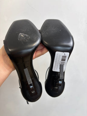 Saint Laurent Opyum Heel Sandals Patent Black, 36