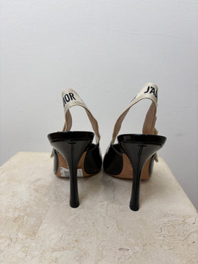 Dior Black Patent Leather J'adior Sling Backs, 36.5 D