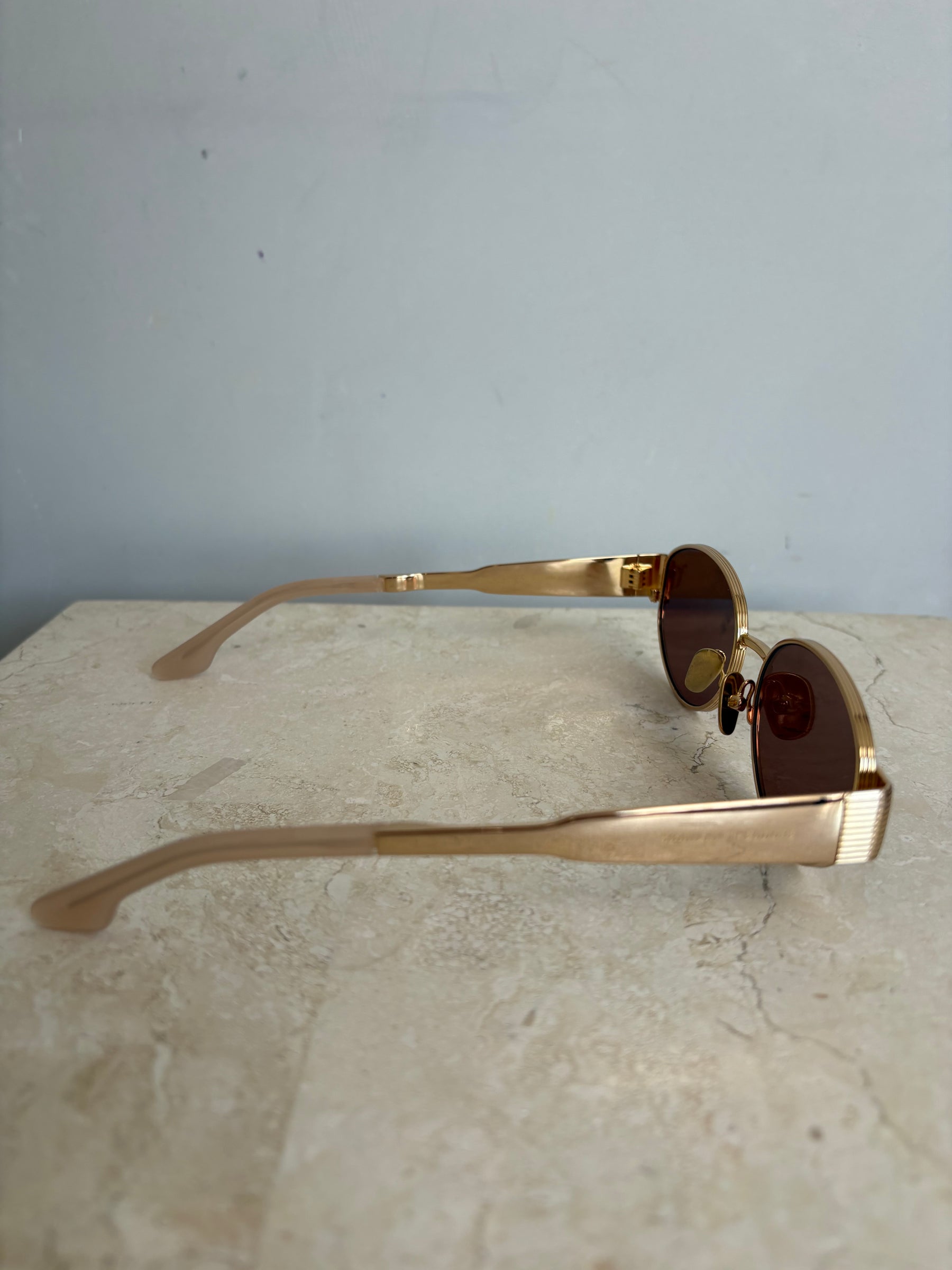 Scnalan Theodore Gold Oval Sunglasses