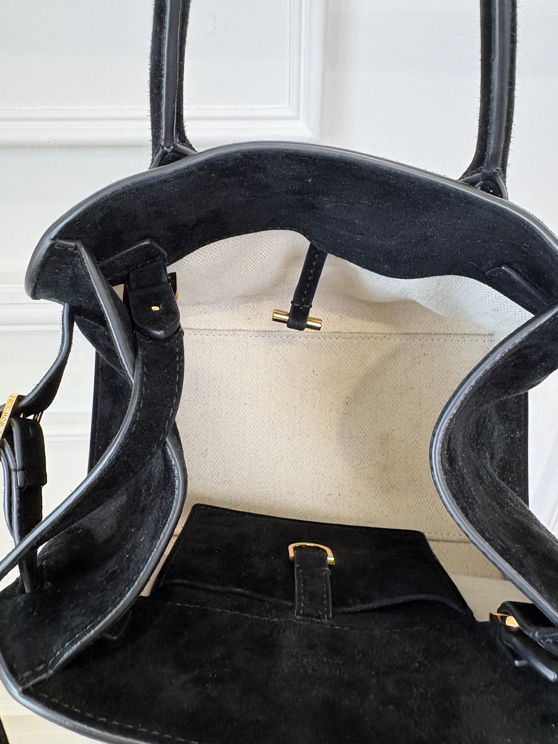 The Row Black Suede Soft Margaux 10 Bag