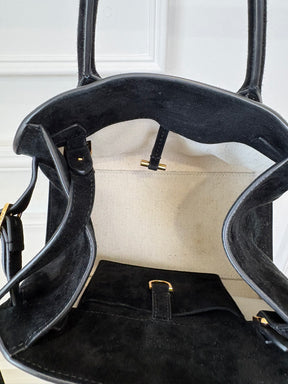 The Row Black Suede Soft Margaux 10 Bag