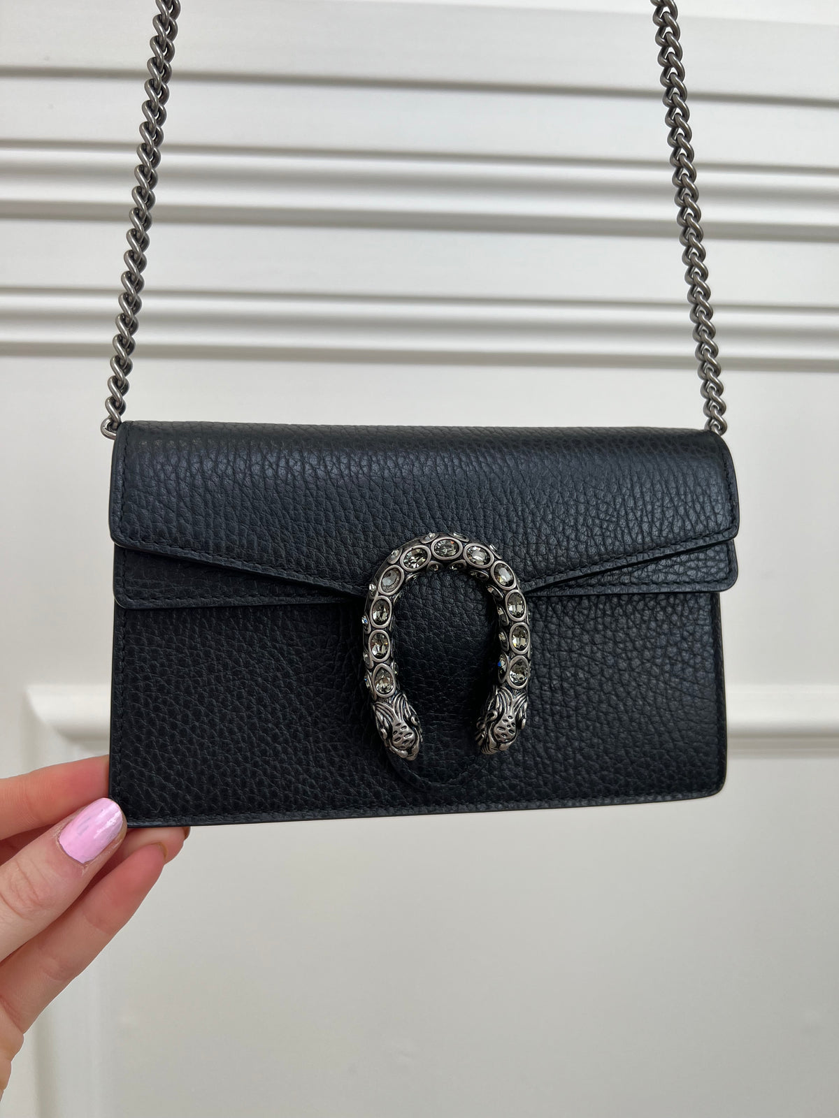 Gucci Black Leather Super Mini Dionysus Bag