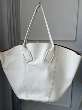 Bottega Veneta White Leather Maxi Arco Tote