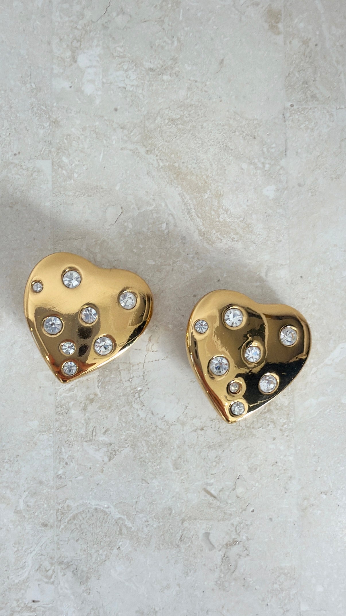 Saint Laurent Gold Tone Heart Clip On Earrings