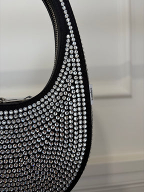 Coperni Black Satin and Crystal Mini Swipe Bag