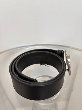 Gucci Silver Marmont GG Black Wide Leather Belt, 85-34