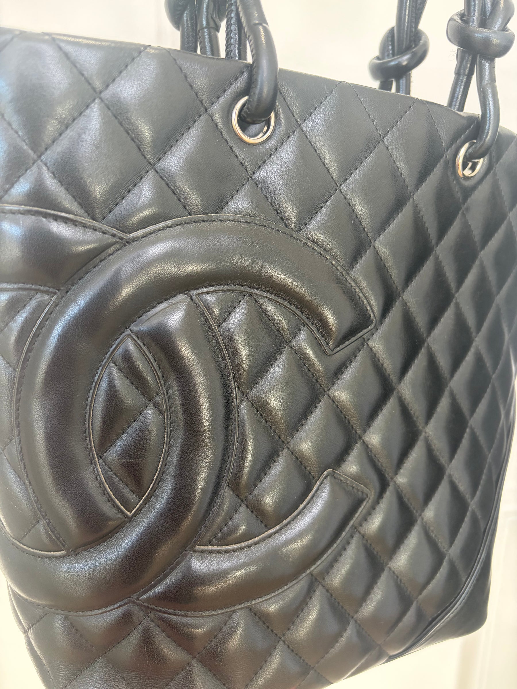 Chanel Black Quilted Leather Cambon Tote