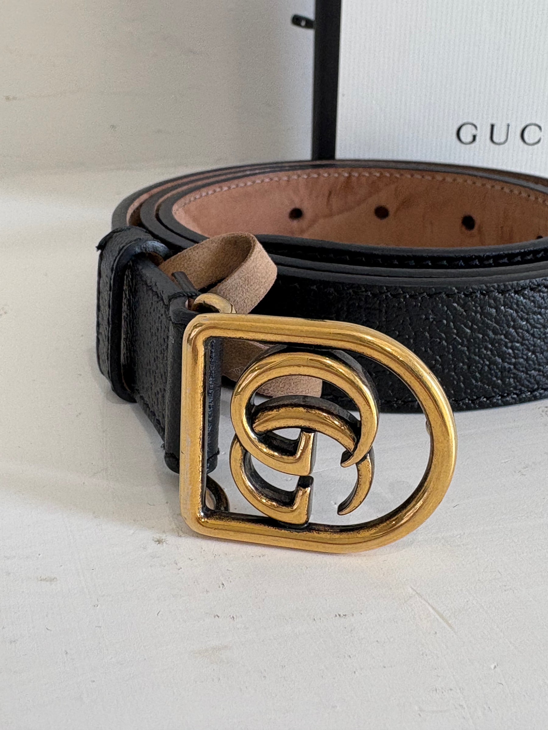 Gucci Leather GG Belt Black, 85/34
